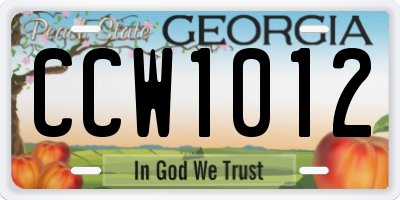 GA license plate CCW1012