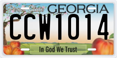 GA license plate CCW1014
