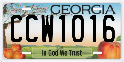 GA license plate CCW1016