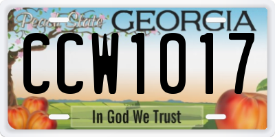 GA license plate CCW1017