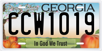 GA license plate CCW1019