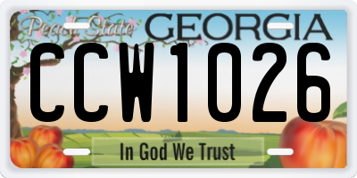 GA license plate CCW1026