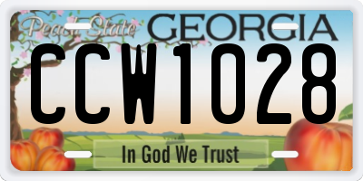 GA license plate CCW1028