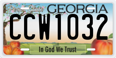 GA license plate CCW1032