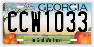 GA license plate CCW1033
