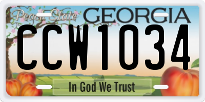 GA license plate CCW1034