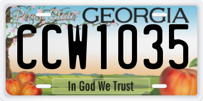 GA license plate CCW1035