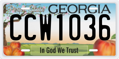 GA license plate CCW1036