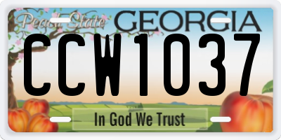GA license plate CCW1037