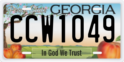 GA license plate CCW1049