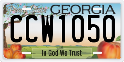 GA license plate CCW1050