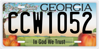 GA license plate CCW1052