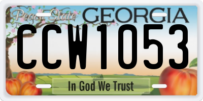 GA license plate CCW1053