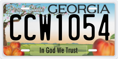GA license plate CCW1054
