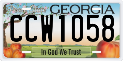 GA license plate CCW1058