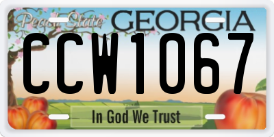 GA license plate CCW1067