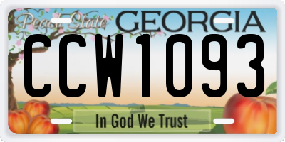 GA license plate CCW1093