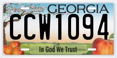 GA license plate CCW1094