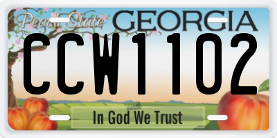 GA license plate CCW1102