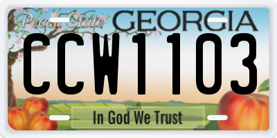 GA license plate CCW1103