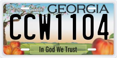 GA license plate CCW1104