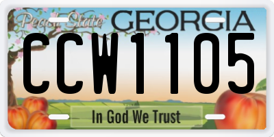 GA license plate CCW1105
