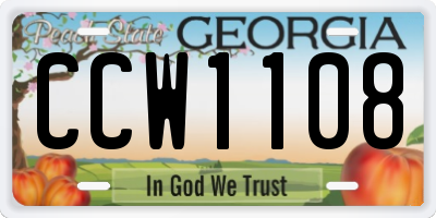 GA license plate CCW1108