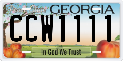 GA license plate CCW1111