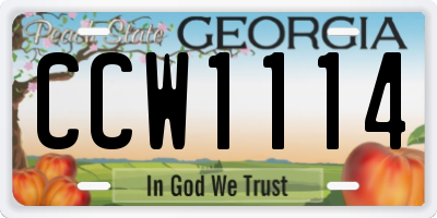 GA license plate CCW1114