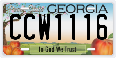 GA license plate CCW1116