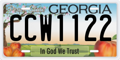 GA license plate CCW1122