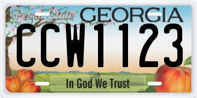 GA license plate CCW1123
