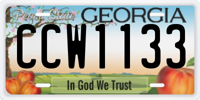 GA license plate CCW1133