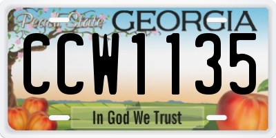 GA license plate CCW1135