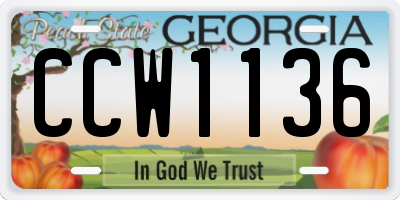 GA license plate CCW1136