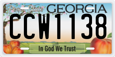 GA license plate CCW1138