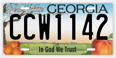 GA license plate CCW1142