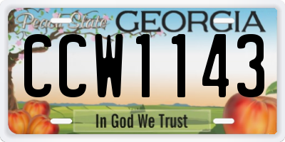 GA license plate CCW1143