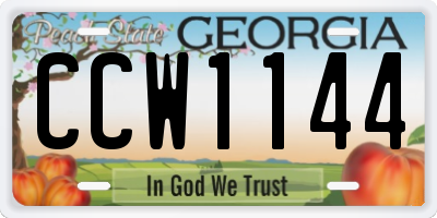 GA license plate CCW1144