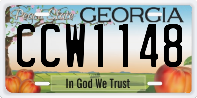 GA license plate CCW1148
