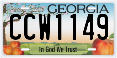 GA license plate CCW1149
