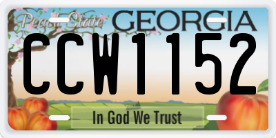 GA license plate CCW1152
