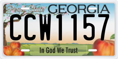 GA license plate CCW1157