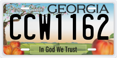 GA license plate CCW1162