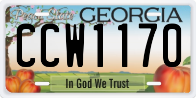 GA license plate CCW1170