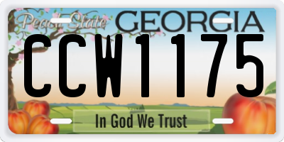 GA license plate CCW1175
