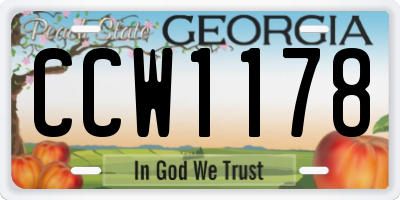 GA license plate CCW1178