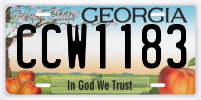 GA license plate CCW1183