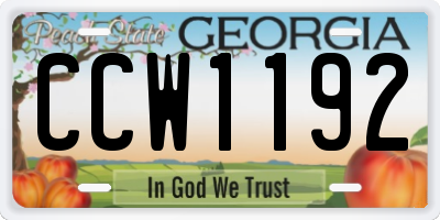 GA license plate CCW1192