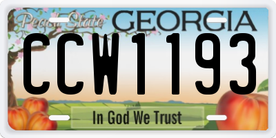 GA license plate CCW1193